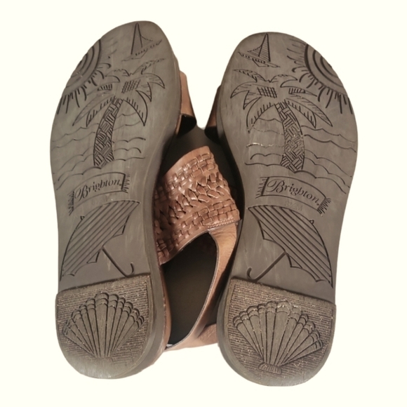 Brighton Hana Caramel Leather Celtic Knot Adorn 1" Heel Sandals Sz 8 1/2 M - Picture 4 of 9